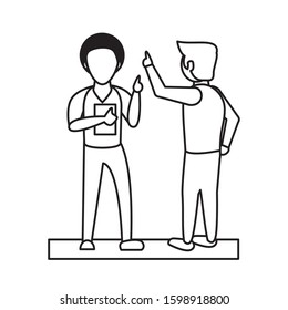 young men using smartphone avatars characters vector illustration design