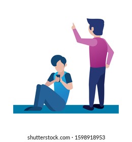 young men using smartphone avatars characters vector illustration design