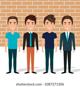 young men in the wall characters scene