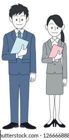 Young men and women businessmen with files