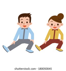 Young men and women has a stretch