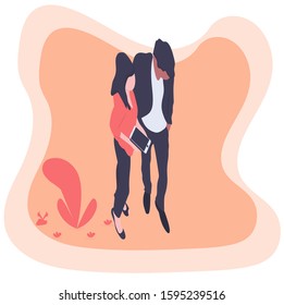 young men and women holding smartphones.Vector illustration