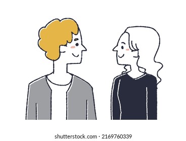 Young men and women next to each other