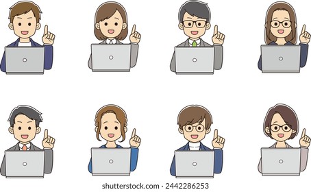 Hombres y mujeres jóvenes que utilizan computadoras para proporcionar orientación