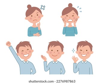 Young men and women in various poses, upper body