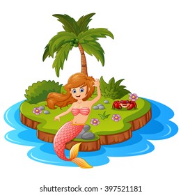 young mermaid in the island