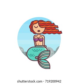Young mermaid sits the
