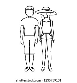Young model couple in black and white