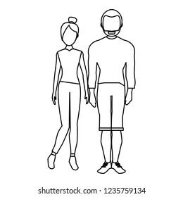 Young model couple in black and white