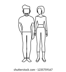 Young model couple in black and white