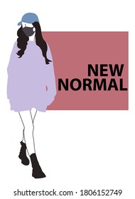 Young model wearing a mask in public to protect herself from the virus. New life style.