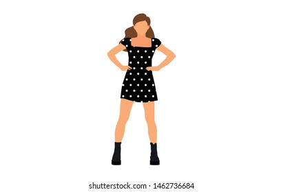 Young model woman posing on white isolated background. Flat illustration - Vector