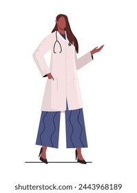 Young, modern African American female doctor dressed in a white doctor's uniform. International doctors day. Diagnostic, healthcare, medical service, consultation, healthy lifestyle concept. 