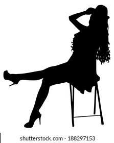 Young modern dancer posing on the chair, vector 