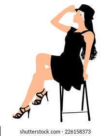 Young modern dancer posing on the chair, vector 