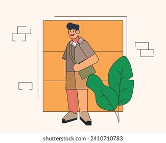 A young, modern student character in a contemporary flat design style, suitable for educational resources, marketing materials, or personal projects.