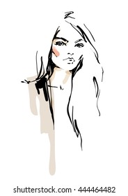 Young modern woman sketch