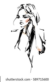 Young modern woman sketch