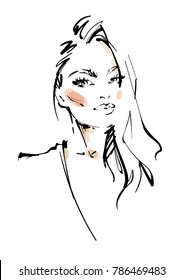 Young modern woman sketch