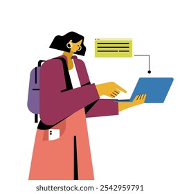  Young modern woman working on her laptop 