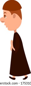 Young monk , illustration, vector on white background