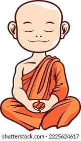 Young Monk Sitting in Meditation 