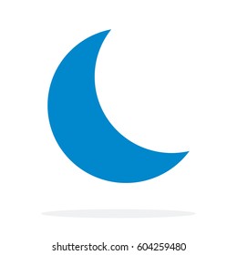 Young moon blue vector flat material design isolated on white