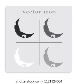 Young moon flat black and white vector icon.