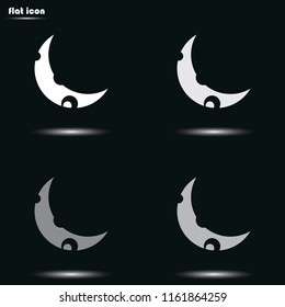 Young moon flat grayscale vector icon.