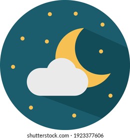 Luna joven con una nube, ilustración, vector sobre fondo blanco.