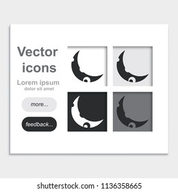 Young moon placed on web page template flat vector icon.