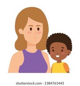 young mother with afro son characters