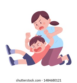 a young mother is calming her little boy who is emotional, angry and crying, a little boy is experiencing tantrums and mother is trying to overcome it