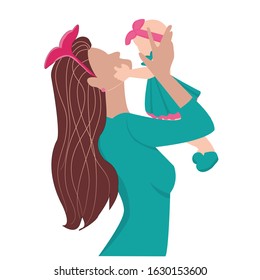 Young mother holding newborn child