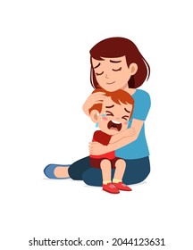 Young Mother Hug Crying Little Boy Stock Vector (Royalty Free ...