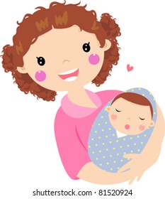 Young mother hugging her baby
