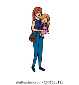 young mother with little daughter
