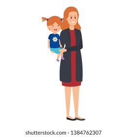 young mother with little daughter