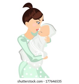 A young mother with newborn baby/ Young mother