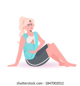 young mother playing with newborn baby happy family spending time together motherhood concept full length vector illustration