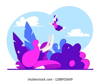 Young mother plays with the child. Happy loving family. Vector illustration in flat style