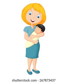 Young mother tenderly embracing their baby
