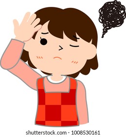 young mother troubled.eps vector illustration.