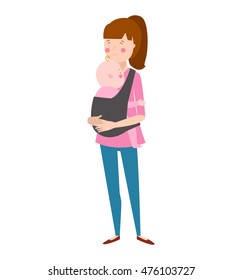 Young mother vector character and young mother happy parent