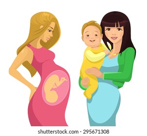 Young mother. Vector flat illustration