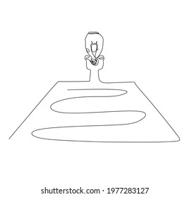 young muscular swimmer jumping from starting block platform in a swimming pool - continuous one line drawing