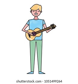 young musician man playing guitar