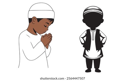 A young muslim boy praying