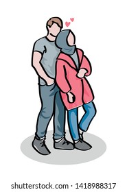 young muslim couple standing together