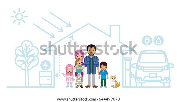 Young Muslim family\
in the Futuristic House
